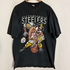Vtg 90s 1996 Pittsburgh Steelers Looney Toon Taz Shirt XL Single Stitch USA FOTL